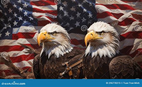 American Bald Eagle on Grunge Flag Stock Illustration - Illustration of ...