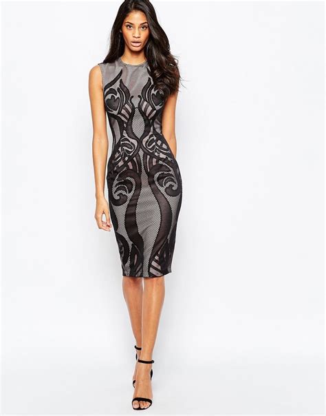 Asos Premium Lace Panelled Midi Bodycon Dress At Asos Bodycon