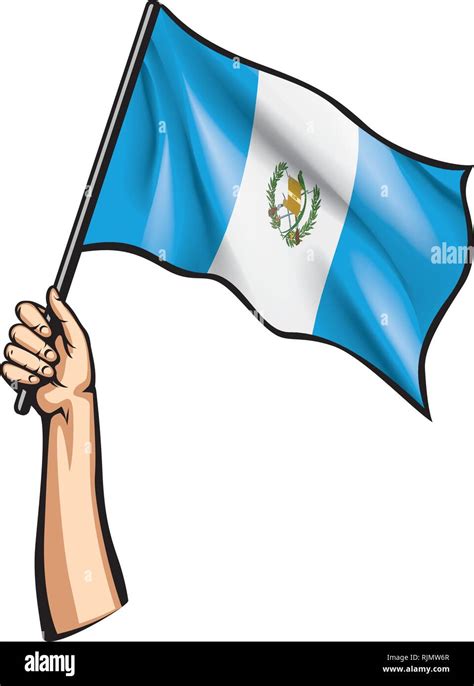 Guatemala Bandera Y Mano Sobre Fondo Blanco Ilustraci N Vectorial