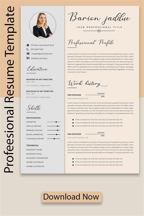 Resume Template Resume Resume Example Free Resume Template Etsy