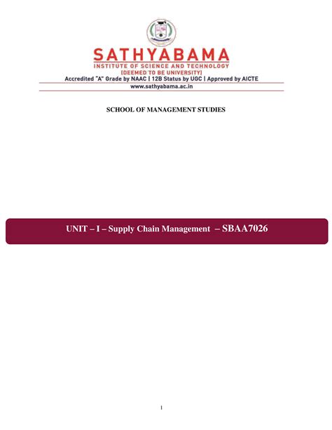 Scm Notes Supply Chain Management School Of Management Studies Unit