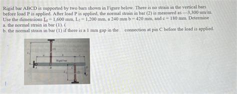 Solved Rigid Bar Abcd Is Supported By Two Bars Shown In