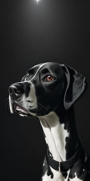 Um Cachorro Preto E Branco Uma Mancha Preta No Focinho Foto Premium