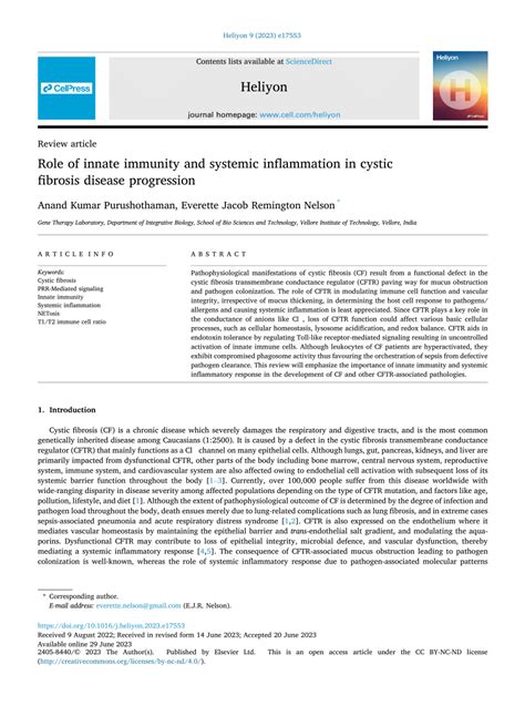 (PDF) Role of innate immunity and systemic inflammation in cystic ... 