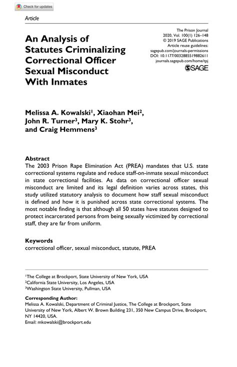 PDF An Analysis Of Statutes Criminalizing Correctional Officer Sexual