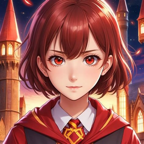 Hogwarts Eleven Year Old School Girl Very Short Haired Red With Brown
