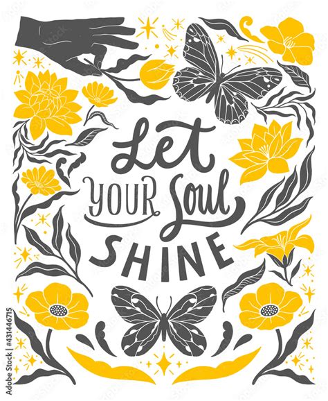 Let your soul shine - inspirational hand written lettering quote ...