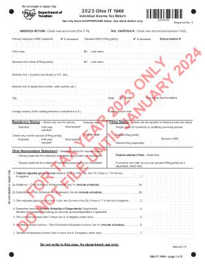 Fillable Online Tax Ohio For Tax Year Only Do Not File Until