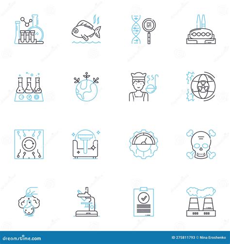 Chemical Transformation Linear Icons Set Reactivity Conversion