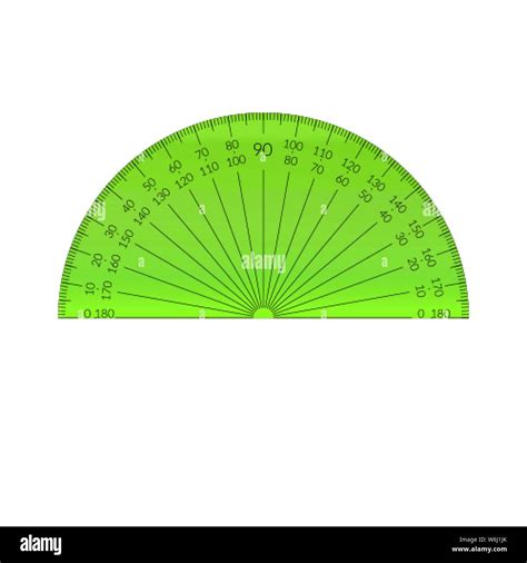 Plastic Circular Protractor With A Ruler In Metric Units Stock Vector