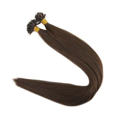 Full Shine Pre Bonded Extensions U Tip Hair Keratin Brown Color 4 1g