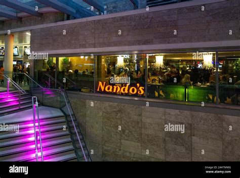 Dining At Nandos South African Restaurant At Night In Liverpool One