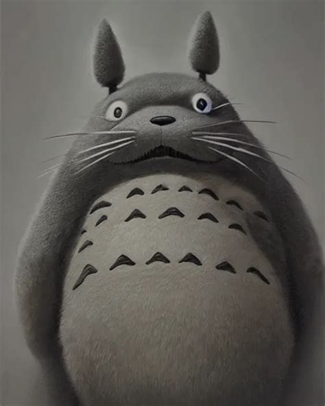 Portrait Of Real Life Totoro Hyperrealistic Very Stable Diffusion