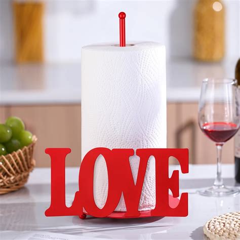 Layhit Red Paper Towel Holder For Kitchen Love Paper Towel