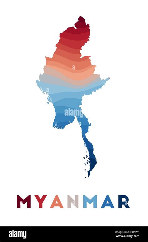 Mapa De Myanmar Mapa Del Pa S Con Hermosas Ondas Geom Tricas En