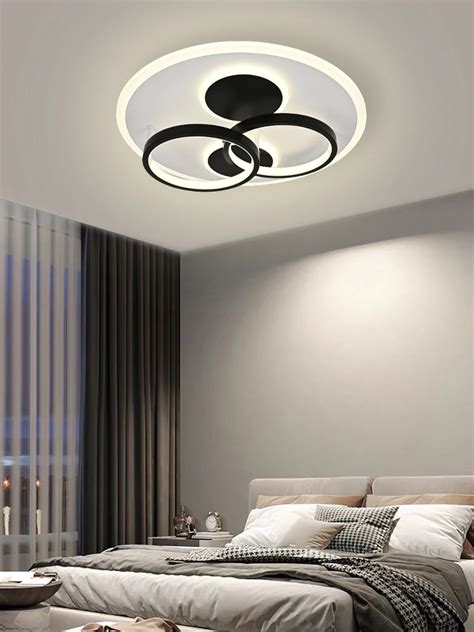 Lustr Led Cu Design Circular Modern Dm R Negru Alb Iluminat