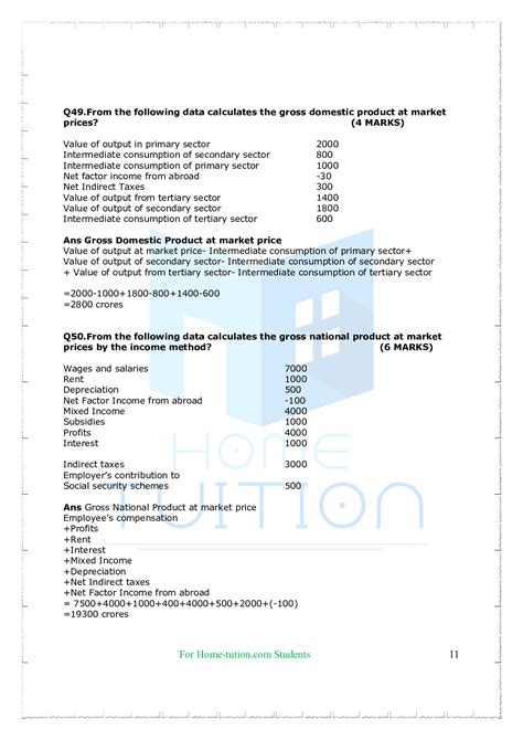 Important Questions For Class 12 Macro Economics Chapter 2 National Income Accounting