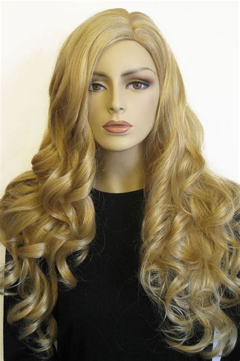 Dark Blonde Wig Wavy Side Parting Extra Long Honesty Long Blonde