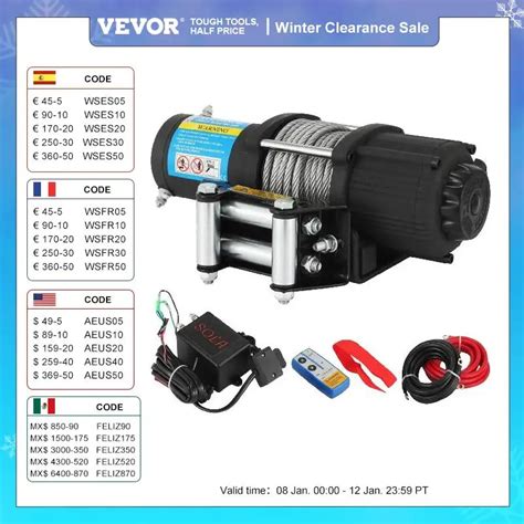 VEVOR 4000LBS 12V Electric Winch For 4X4 43FT Steel Cable With Wireless