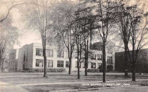 Crestline Ohio High School Exterior Street View Antique Postcard K21421