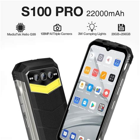 22000mAh 2023 DOOGEE S100 PRO 20GB 256GB Rugged Phone 120Hz Night