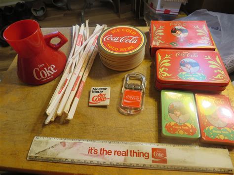 Vintage Lot of Coca-cola Collectibles Cards, Coasters, Bottle Opener ...