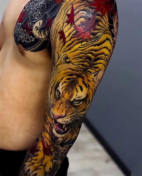 Japanese Ink On Instagram Vibrant Japanese Tiger Sleeve By Kenji