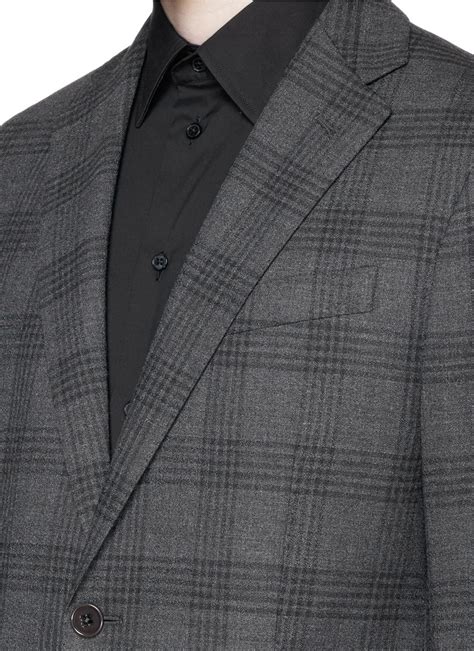 Lyst Armani Glen Plaid Virgin Wool Suit In Gray For Men