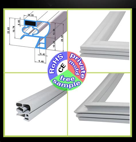 Commercial Stainless Steel Refrigerator Door Seal Magnetic Sealing Strip Door Rubber Gasket Four