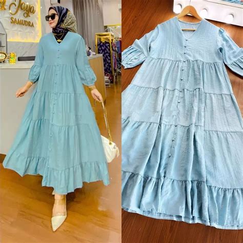 Jual LIVY DRESS Bahan KATUN RAYON Gamis Wanita Terbaru 2024 Gamis Murah