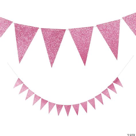 Pink Glitter Pennant Banner | Oriental Trading