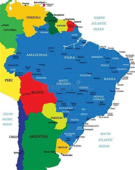 Mapa Político Del Brasil Ilustración Del Vector Ilustración De