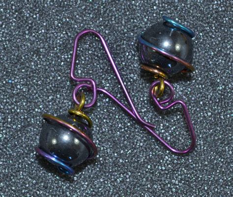 Rainbow Niobium And Metallic Gray Hematite Wrapped Bead Earrings