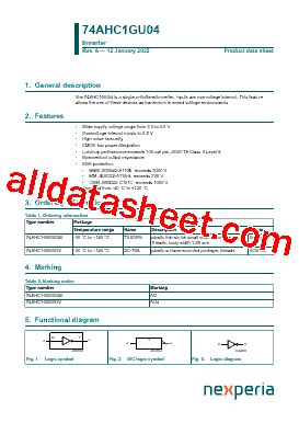 Ahc Gu Datasheet Pdf Nexperia B V All Rights Reserved