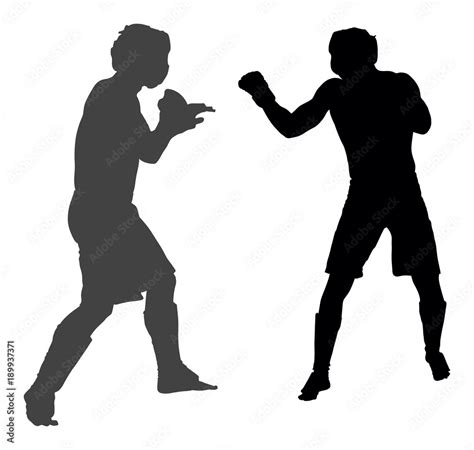 Two Mma Fighters Vector Silhouette Illustration Isolated On White