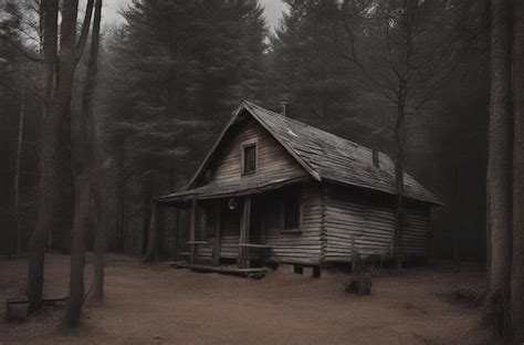 Premium Ai Image Creepy Cabin In The Forest