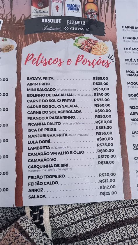 Menu Em Cabana Boa Bi Ideia Restaurante Porto Seguro