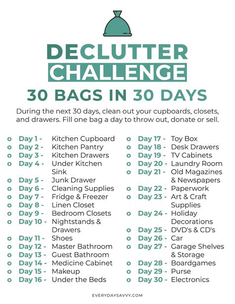 30 Day Declutter Challenge 30 Bags In 30 Days Everyday Savvy