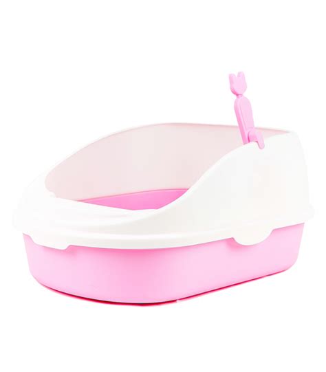 Simple Pets Pink High Back Open Top Cat Litter Box With Scoop Pet