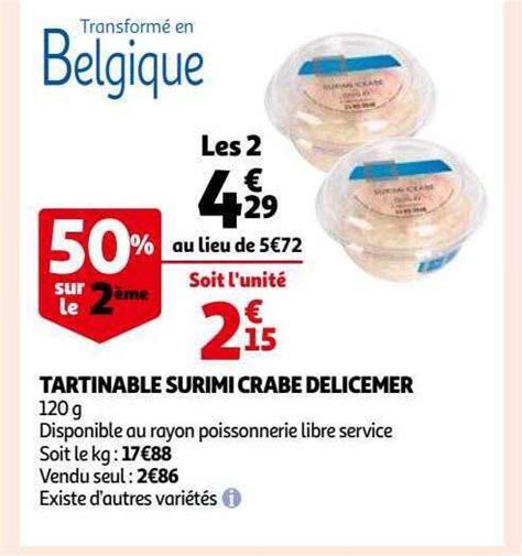 Promo Tartinable Surimi Crabe Delicemer Chez Auchan