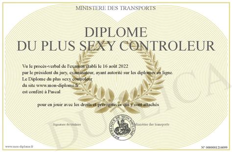 Diplome Du Plus Sexy Controleur