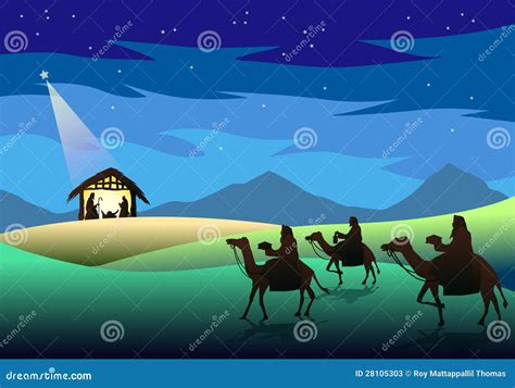 Nativity And Three Wise Men Stock Vector Illustration Of Bethlehem Artistic 28105303