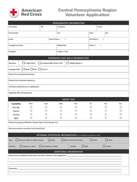 Red Cross Volunteer Application Form Fill Online Printable Fillable