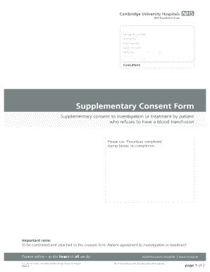 Fillable Online Cuh Org Supplementary Consent Form Cuh Org Fax Email