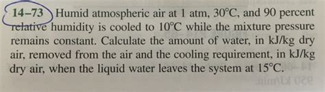 Solved Humid Atmospheric Air At 1 Atm 30 Degree C And 90 Chegg