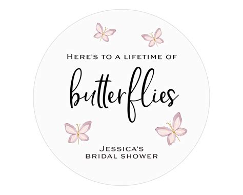 Bridal Shower Stickers Heres To A Lifetime Of Butterflies Favor