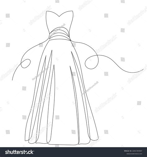 Dress Sketch One Continuous Line Drawing Stock Vector Royalty Free