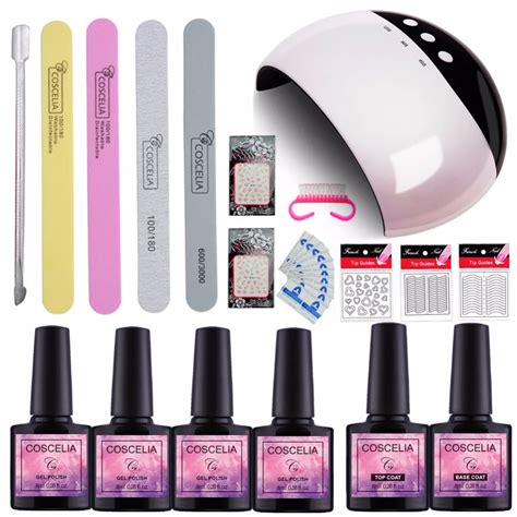 Beginner Nail Art Tools Set 4 Colors Uv Gel Polish Manicure Set 24w Uv