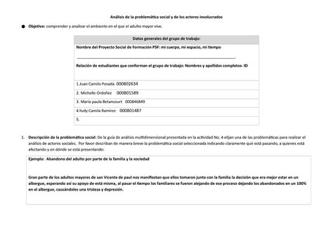 Actividad Ejemplo Espero Sirva An Lisis De La Problem Tica