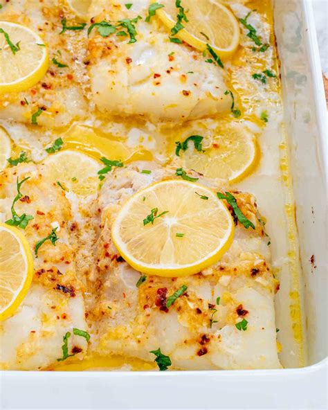 Baked Ling Cod With Lemon Garlic Butter Sauce